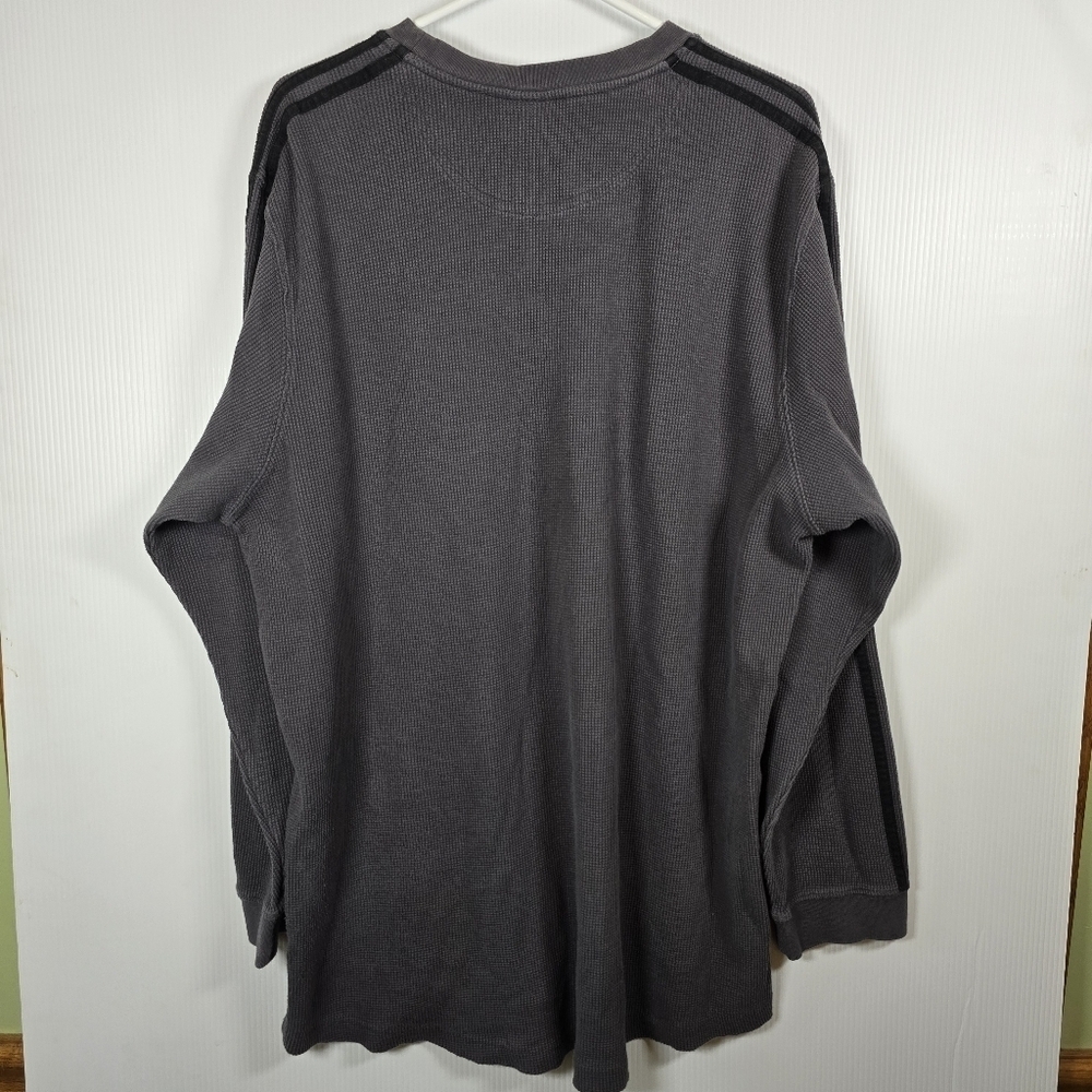 Adidas Men's Gray Ribbed Thermal Knit Long Sleeve Shirt Size 2XL - Picture 2 of 11